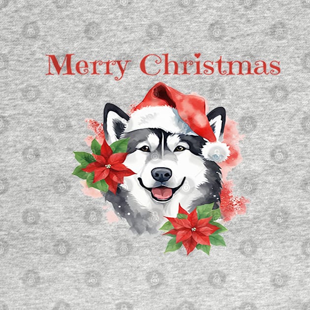 Alaskan Malamute Christmas, Holiday, X-mas, Dogs, Animal Lovers, Pets by BirdsnStuff